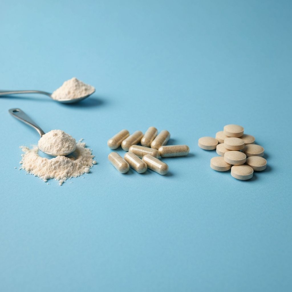 Comparison of different supplement formats displayed side by side