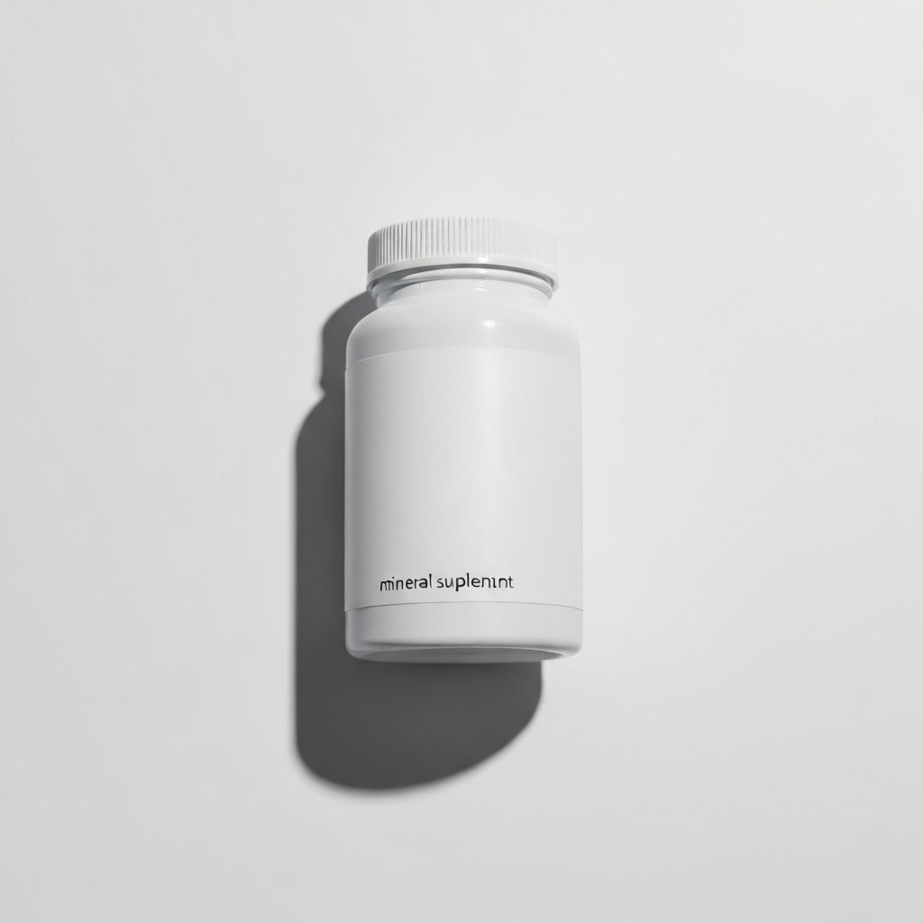 Mineral supplement tablets in aluminum bottle